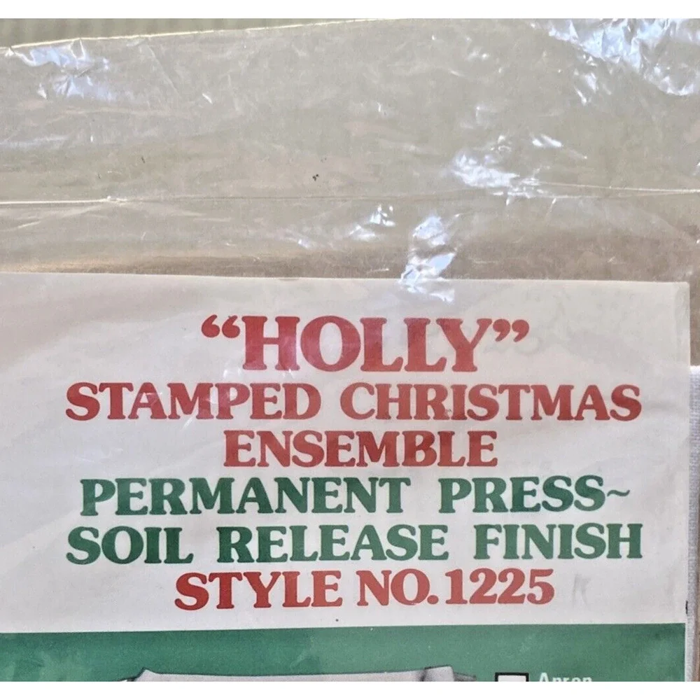 Progress Stamped Cross Stitch Holly Christmas kitchen towels (2) #1225 sealed